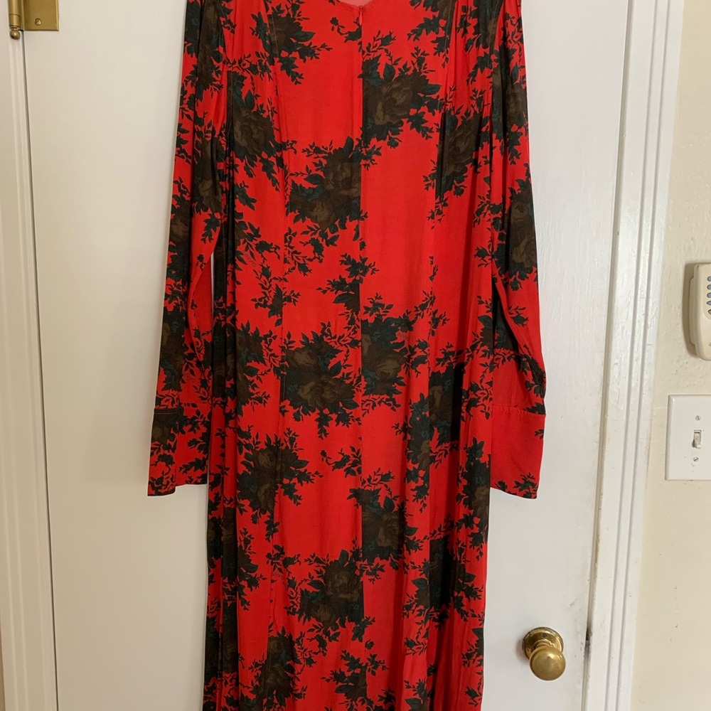Ganni Red and Black Long Sleeve Dress - Picture 2 of 7